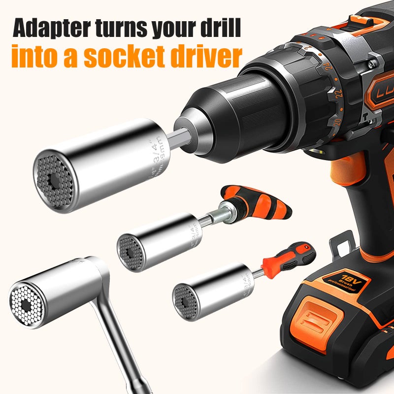 KUSONKEY Valentines Day Gifts for Him, Kusonkey Super Universal Socket Tools Gifts Stocking Stuffers for Men,Professional 7mm-19mm Tool Sets with Power Drill Adapter,Cool Gadgets for Him,Dad,Grandpa,Boyfriend - Image 4
